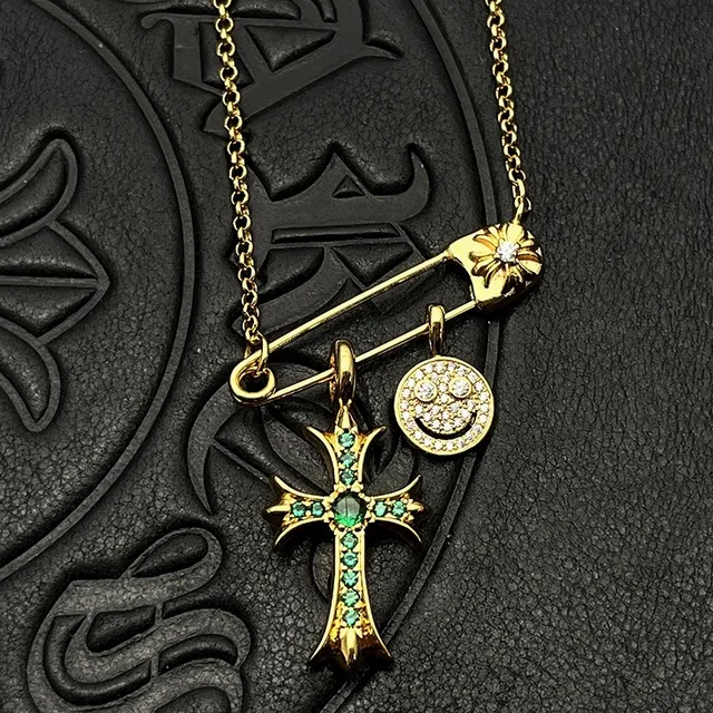 Chrome Hearts Smiley Cross et Pavé Cross Gold-Tone colliers de gemmes 3