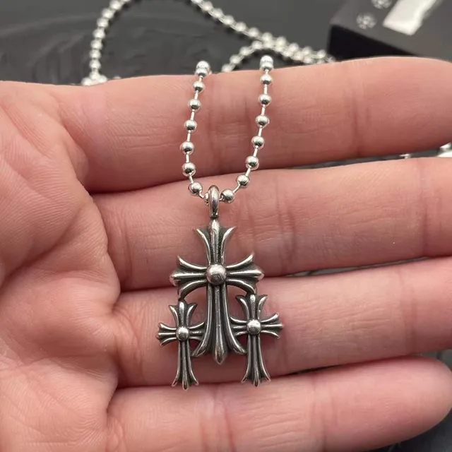 Chrome Hearts Collier à pendentif Triple Cross 3