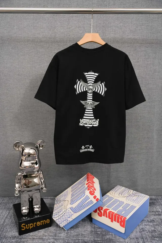 Chrome Hearts Winged Skull Embroidered Black T-Shirt 2