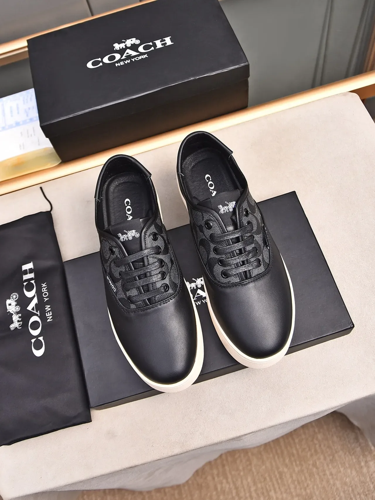 Coach Black Monogrammed Leather-Canvas Lifestyle Sneaker 4