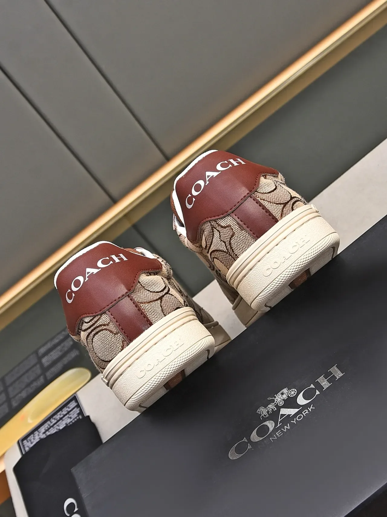 Coach Canvas Signature Print Brown Overlay Lifestyle Sneaker 3