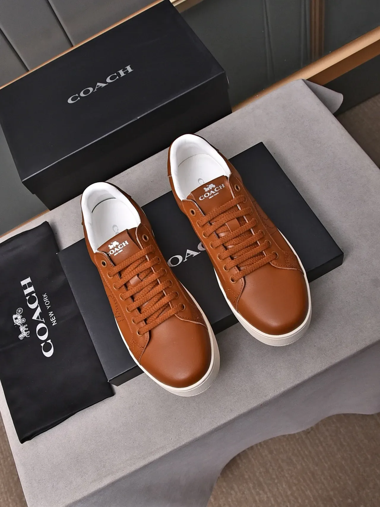 Coach Leather Perforated Logo Low-Top Lifestyle Sneakers 2
