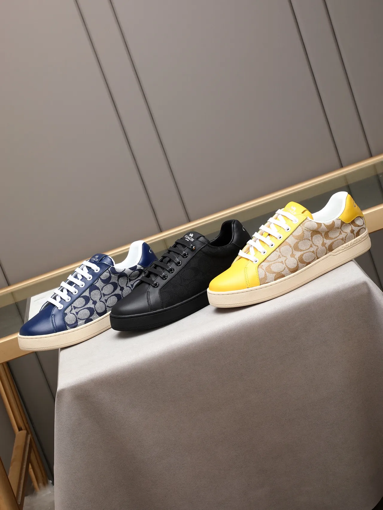 Coach Yellow Beige Low-Top Canvas-and-Leather Panelled Lifestyle Sneakers 2