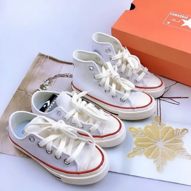 Converse কালো সাদা ক্যানভাস উপর ভুলকানাইজড রাবার সোল লাইফস্টাইল স্নিকার্স 4