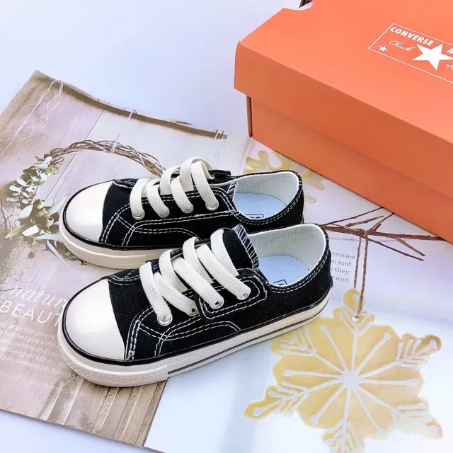 Converse কালো সাদা ক্যানভাস উপর ভুলকানাইজড রাবার সোল লাইফস্টাইল স্নিকার্স 12