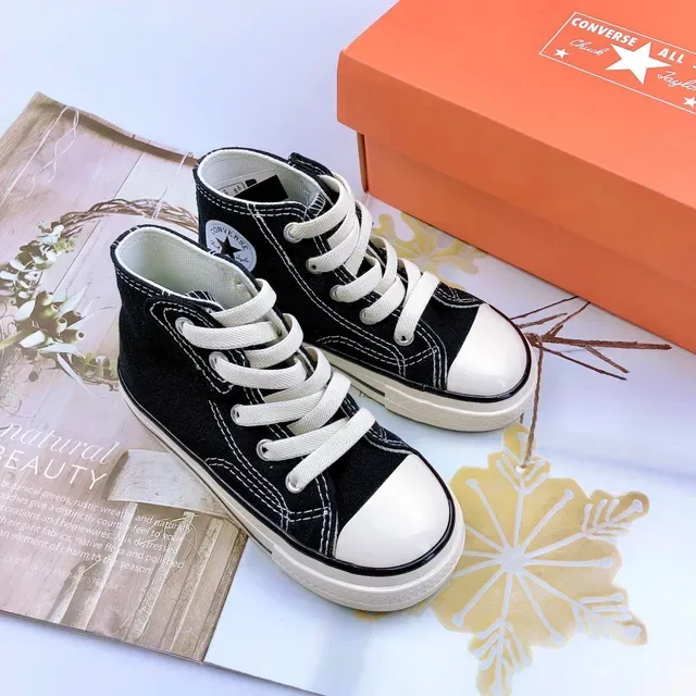 Converse কালো সাদা ক্যানভাস উপর ভুলকানাইজড রাবার সোল লাইফস্টাইল স্নিকার্স 14