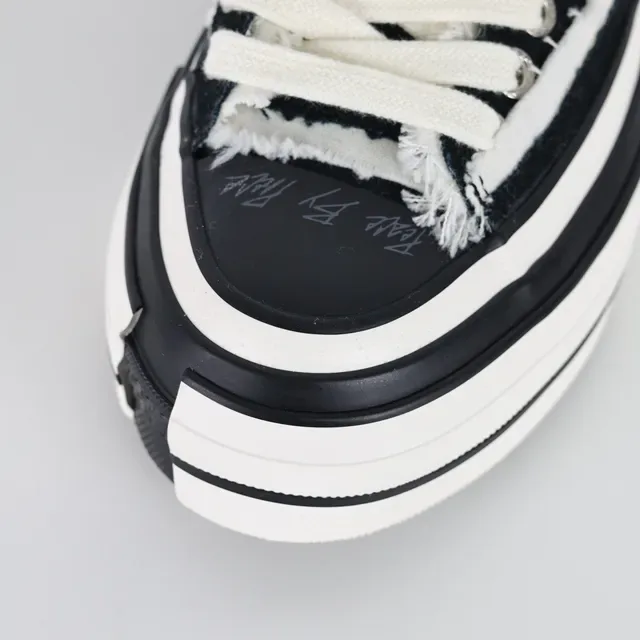 Converse Black White Frayed Raw-Edge Canvas Layered Midsole Lifestyle Sneakers 5