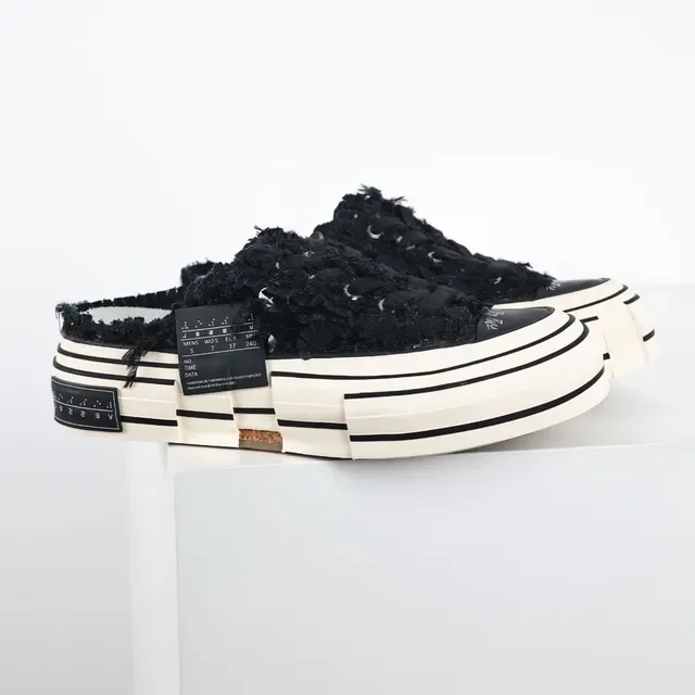 Converse Frayed Black Mule Platform Sneakers 3