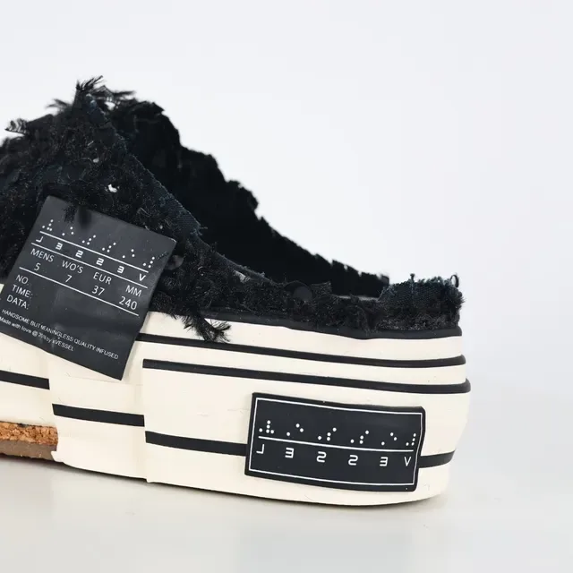 Converse Frayed Black Mule Platform Sneakers 4