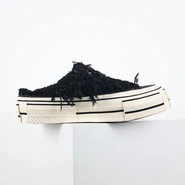 Converse Frayed Black Mule Platform Sneakers 7