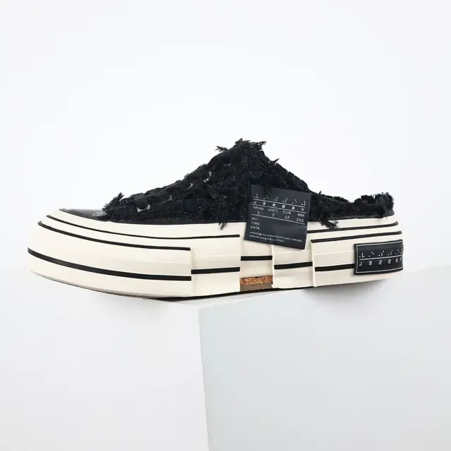 Converse Frayed Black Mule Platform Sneakers 9