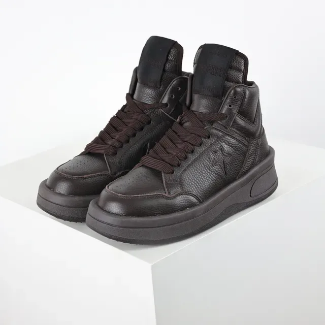 Converse One Star High Dark Brown Leather Lifestyle Sneakers 2