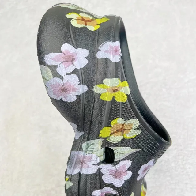 Crocs Echo Clog Floral Print Black Platform Clog 5