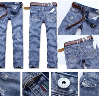 Diesel Lumen Distressed Medium-Wash Blue Jeans