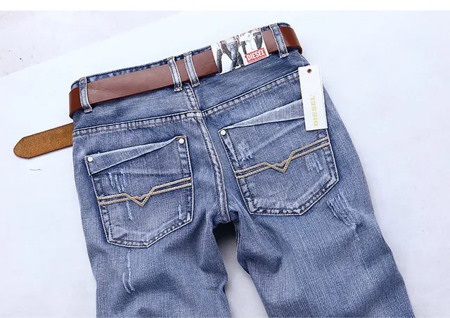 Diesel Lumen Distressed Medium-Wash Blue Jeans 8