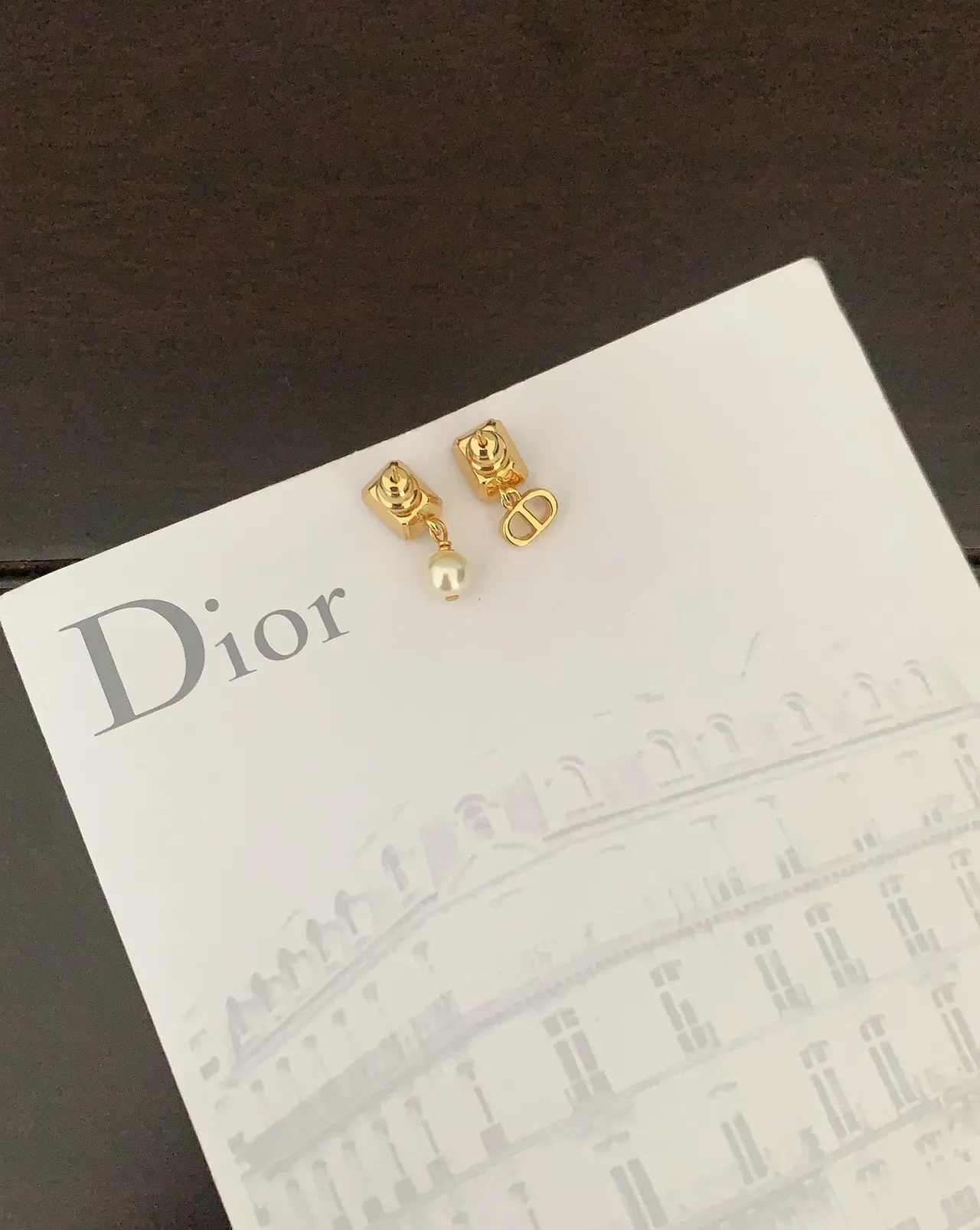 Dior Asymmetrical Emerald-Cut Crystal and Pearl Drop Earrings 2