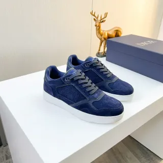 ديور B22 حذاء رياضي Navy White سويد هيكلة اللوحات أسلوب حياة