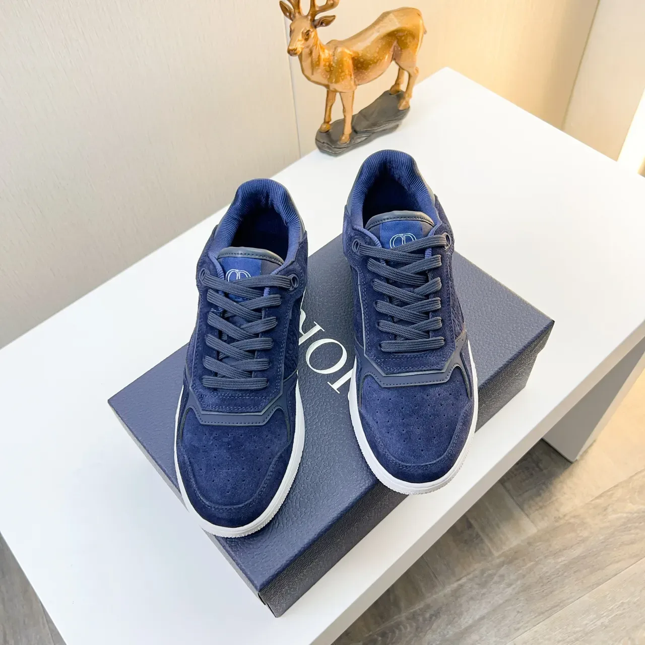 Dior B22 Navy White Suede Structured Paneling Lifestyle Sneakers 2