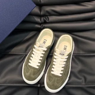 Dior B23 Army Green White Suede Upper Low-Top Lifestyle Sneakers