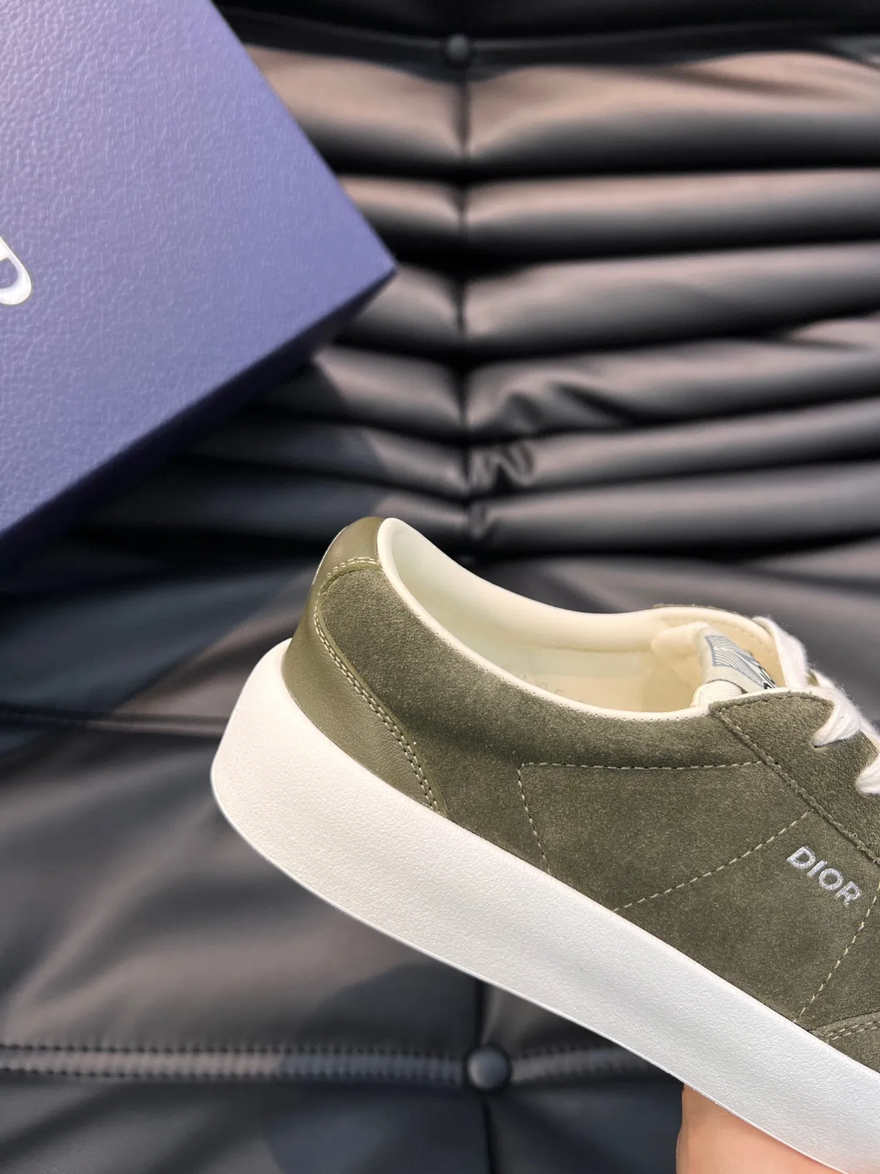 Dior B23 Army Green White Suede Upper Low-Top Lifestyle Sneakers 8