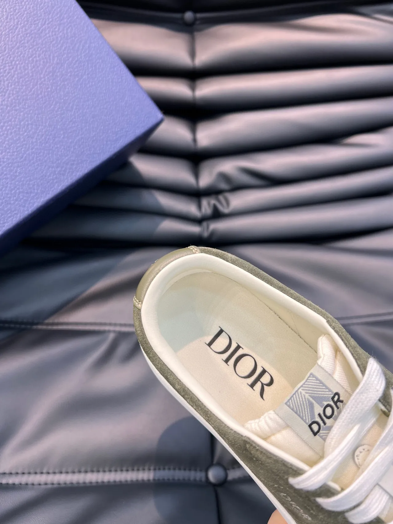 Dior B23 Army Green White Suede Upper Low-Top Lifestyle Sneakers 9