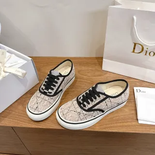Dior B23 Beige Black Textured Canvas Upper Piping And Laces Lifestyle Sneakers