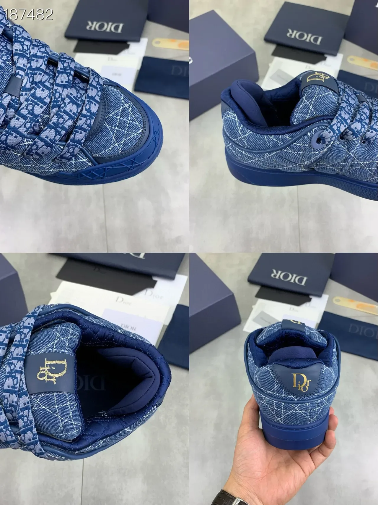 Dior B23 Denim Oblique Monogram Blue Lifestyle Sneakers 2