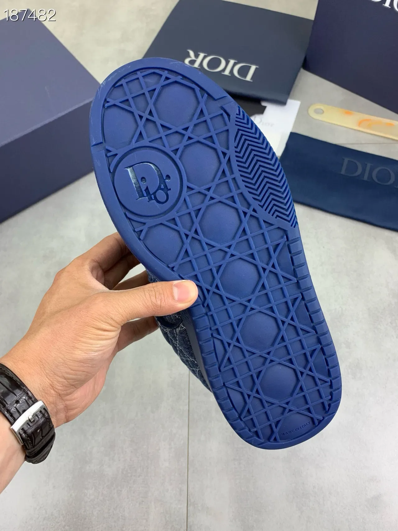 Dior B23 Denim Oblique Monogram Blue Lifestyle Sneakers 4