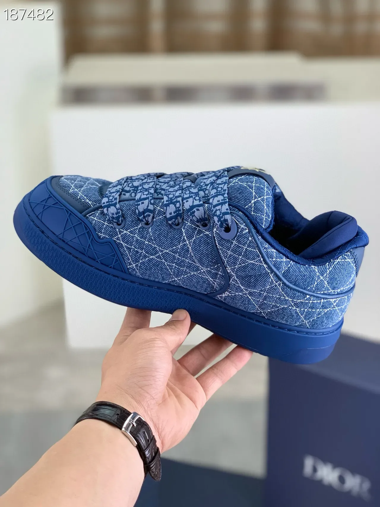 Dior B23 Denim Oblique Monogram Blue Lifestyle Sneakers 5