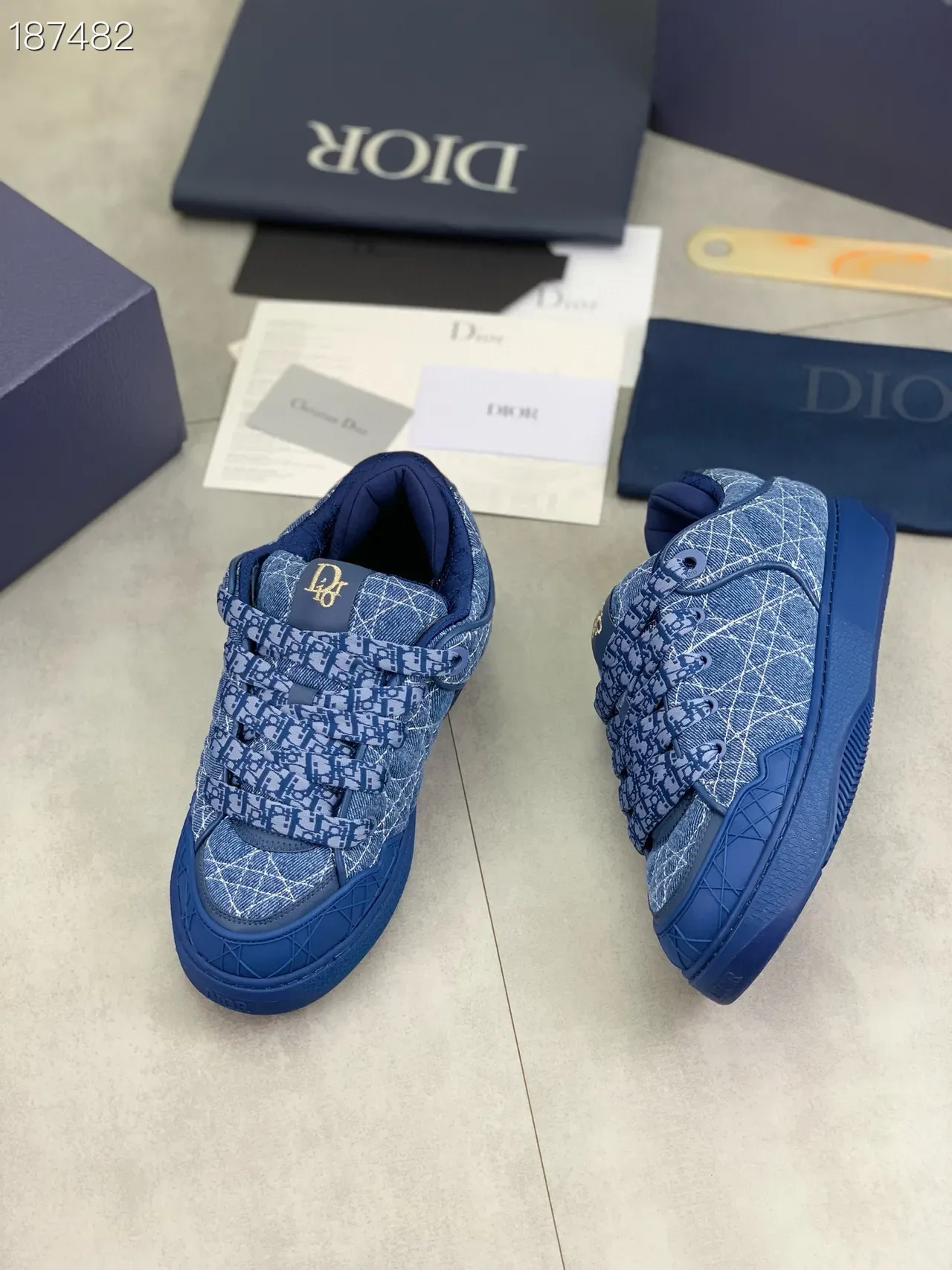Dior B23 Denim Oblique Monogram Blue Lifestyle Sneakers 6