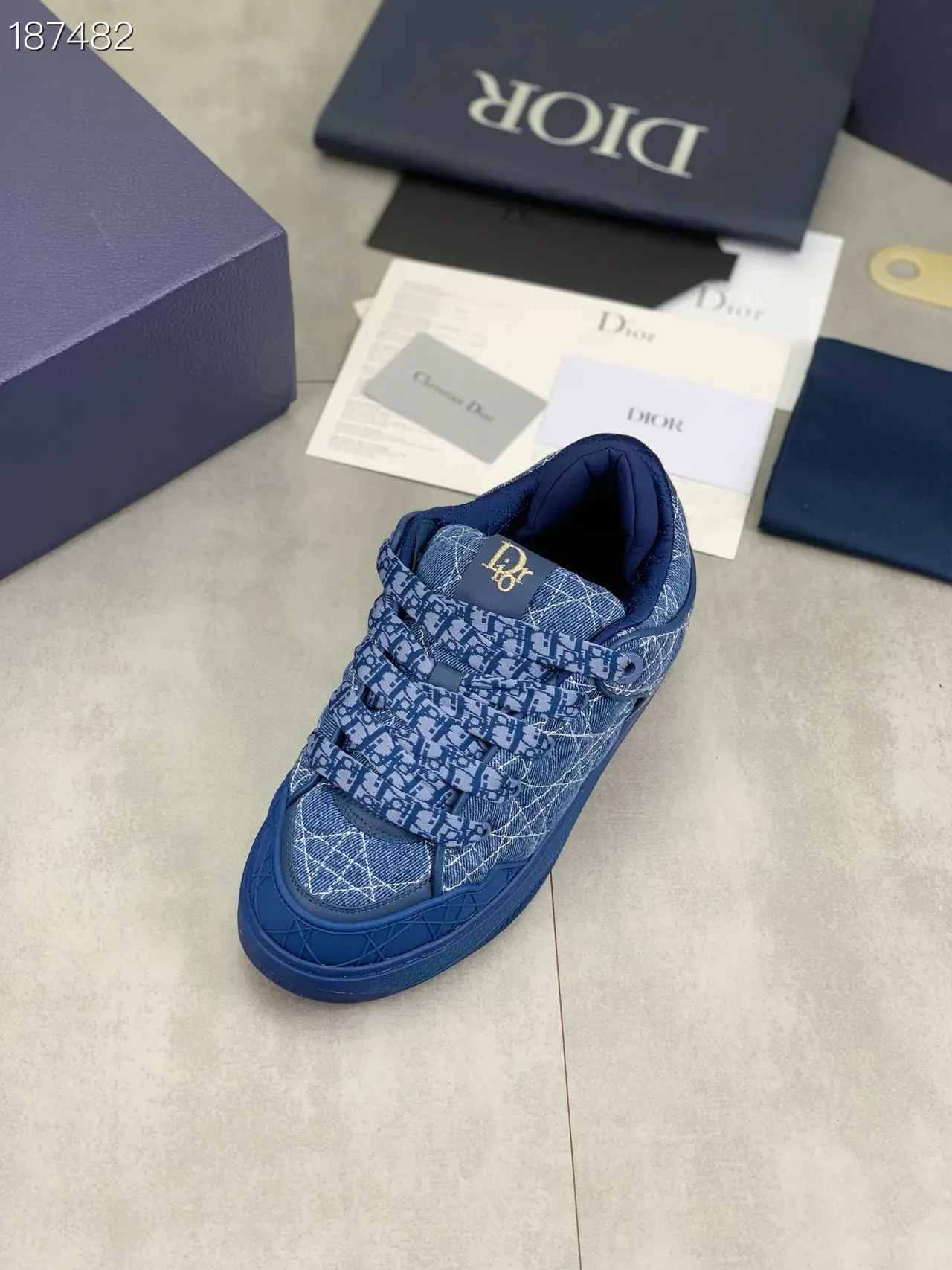 Dior B23 Denim Oblique Monogram Blue Lifestyle Sneakers 7