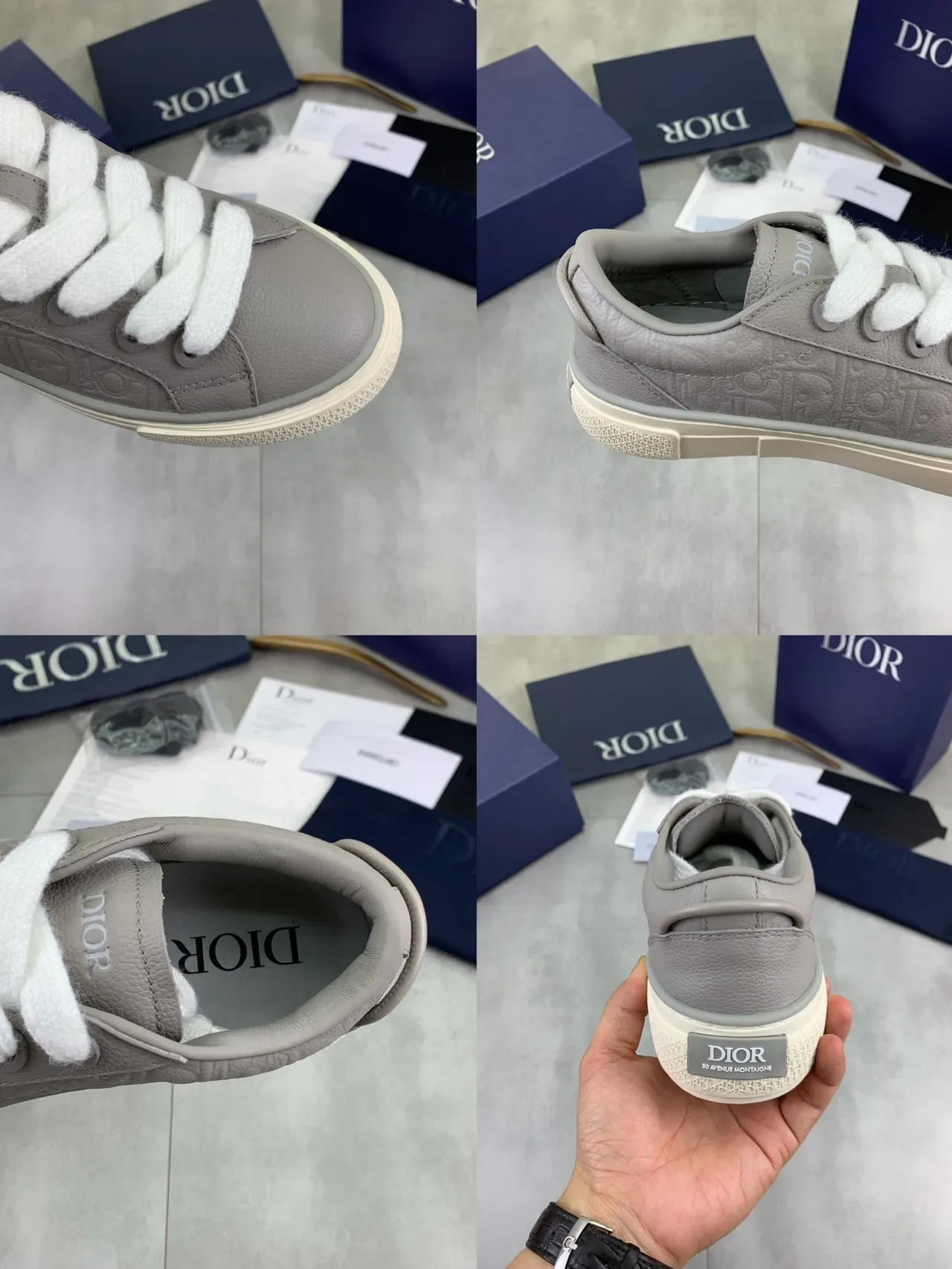 Dior B23 Gray Embossed Oblique Lifestyle Sneakers 2