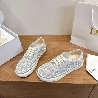 Dior B23 رمادي أبيض وجهة أعلى منسوجة مونوغرام حذاء رياضي أسلوب حياة منخفضة مع الرباط