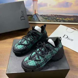 Dior B23 Green and Black Plaid Chunky Sneakers
