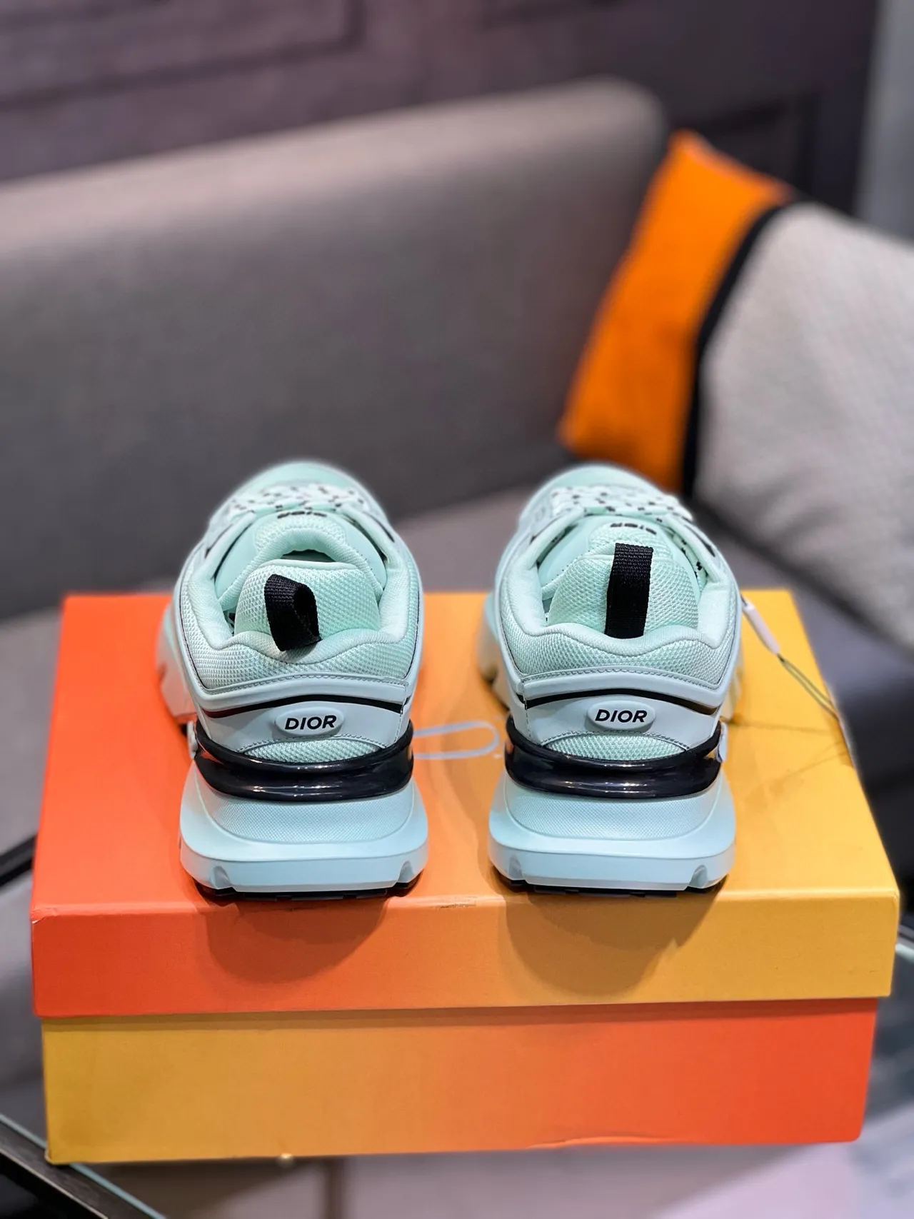 Dior B23 Mint Green and Black Chunky Sneakers 2