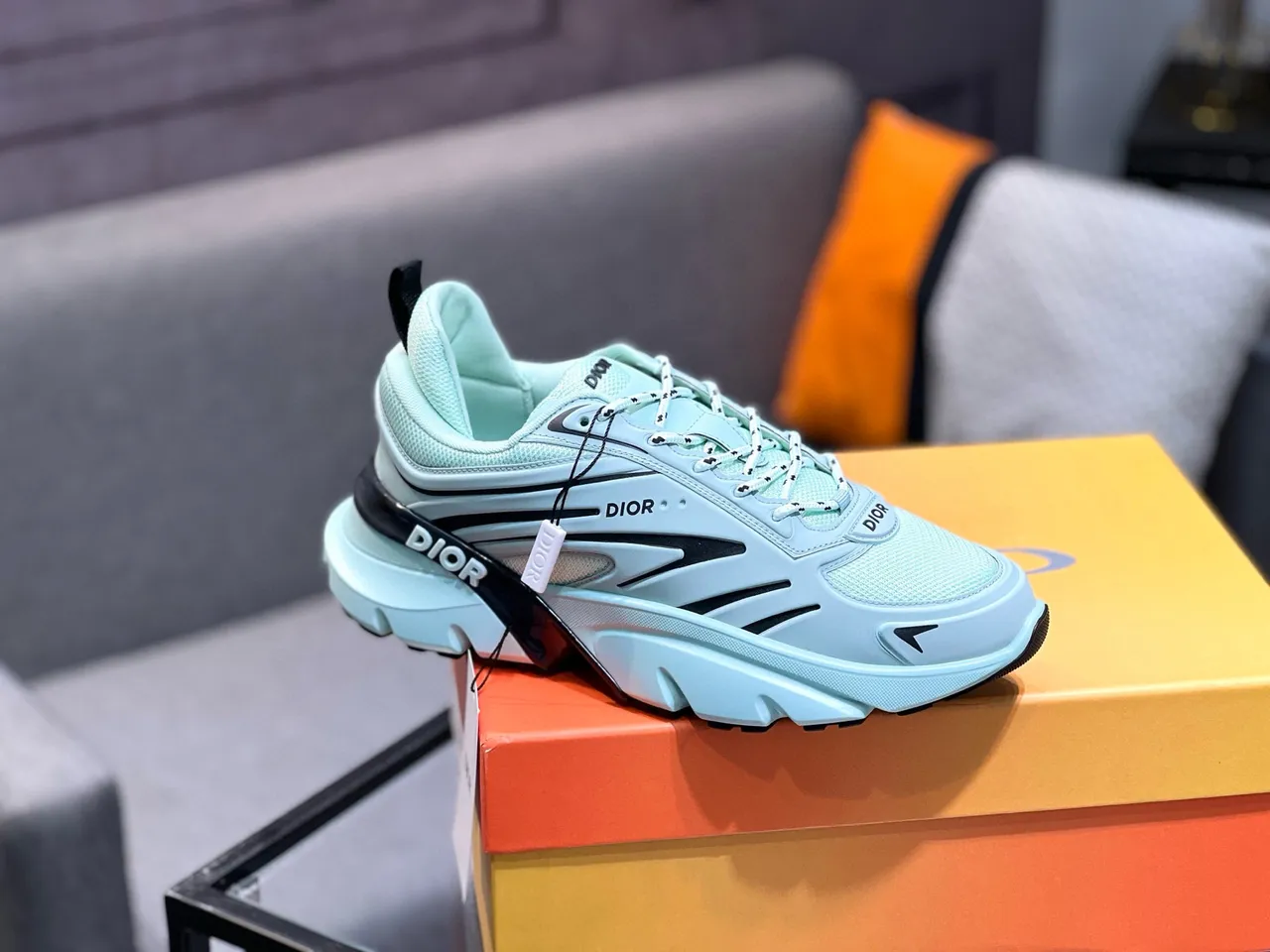 Dior B23 Mint Green and Black Chunky Sneakers 5