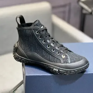 Dior B23 Monogram Black High-Top Lifestyle Sneakers