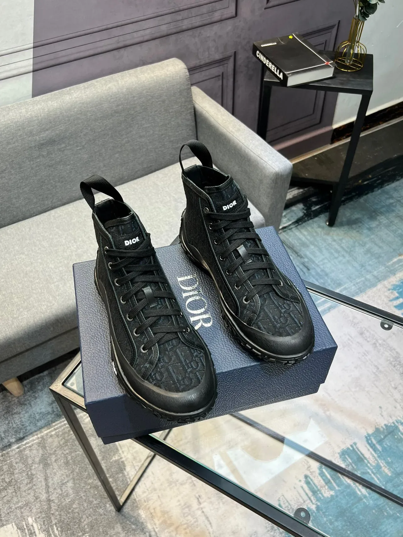 Dior B23 Monogram Black High-Top Lifestyle Sneakers 5