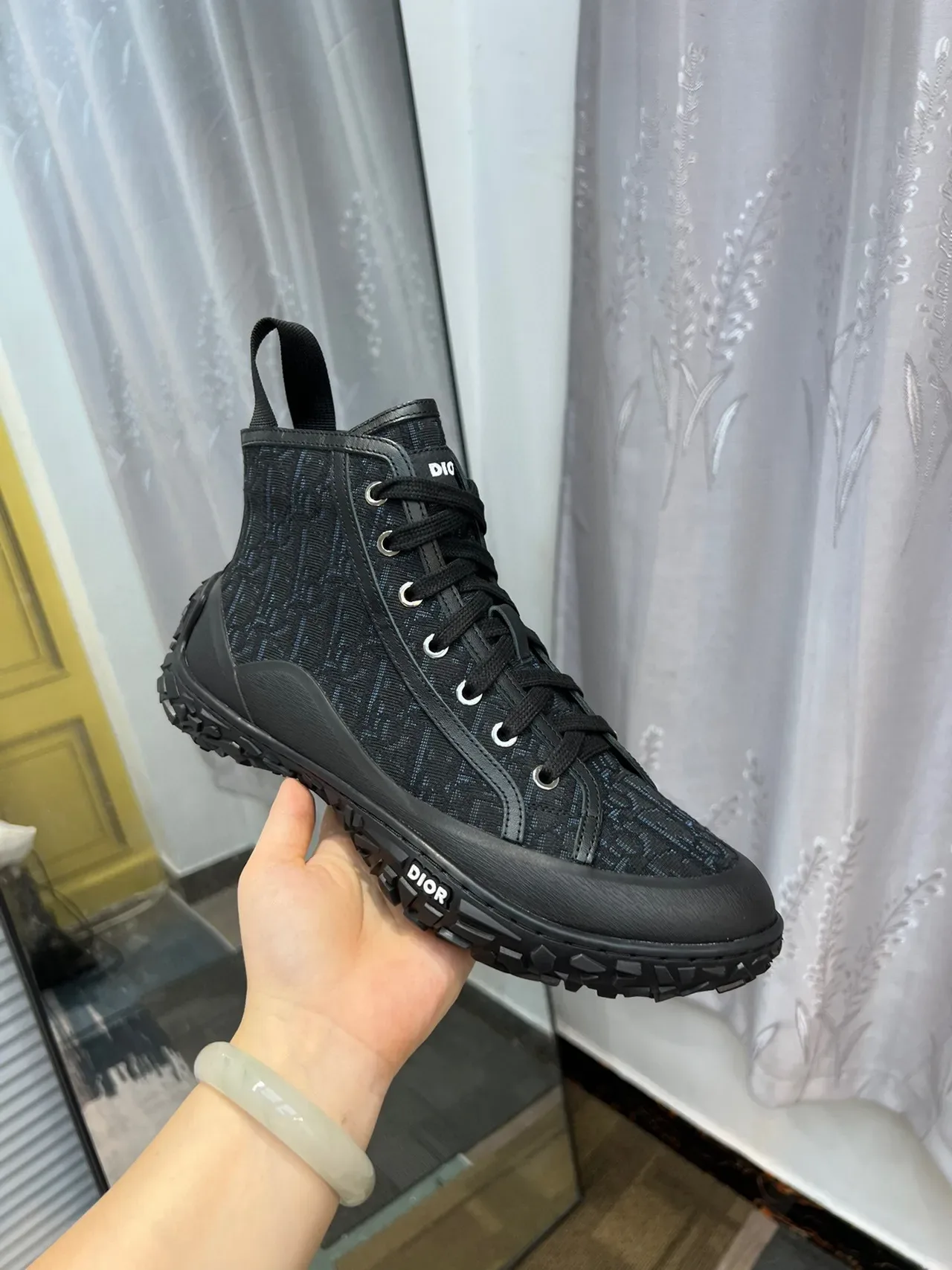 Dior B23 Monogram Black High-Top Lifestyle Sneakers 6