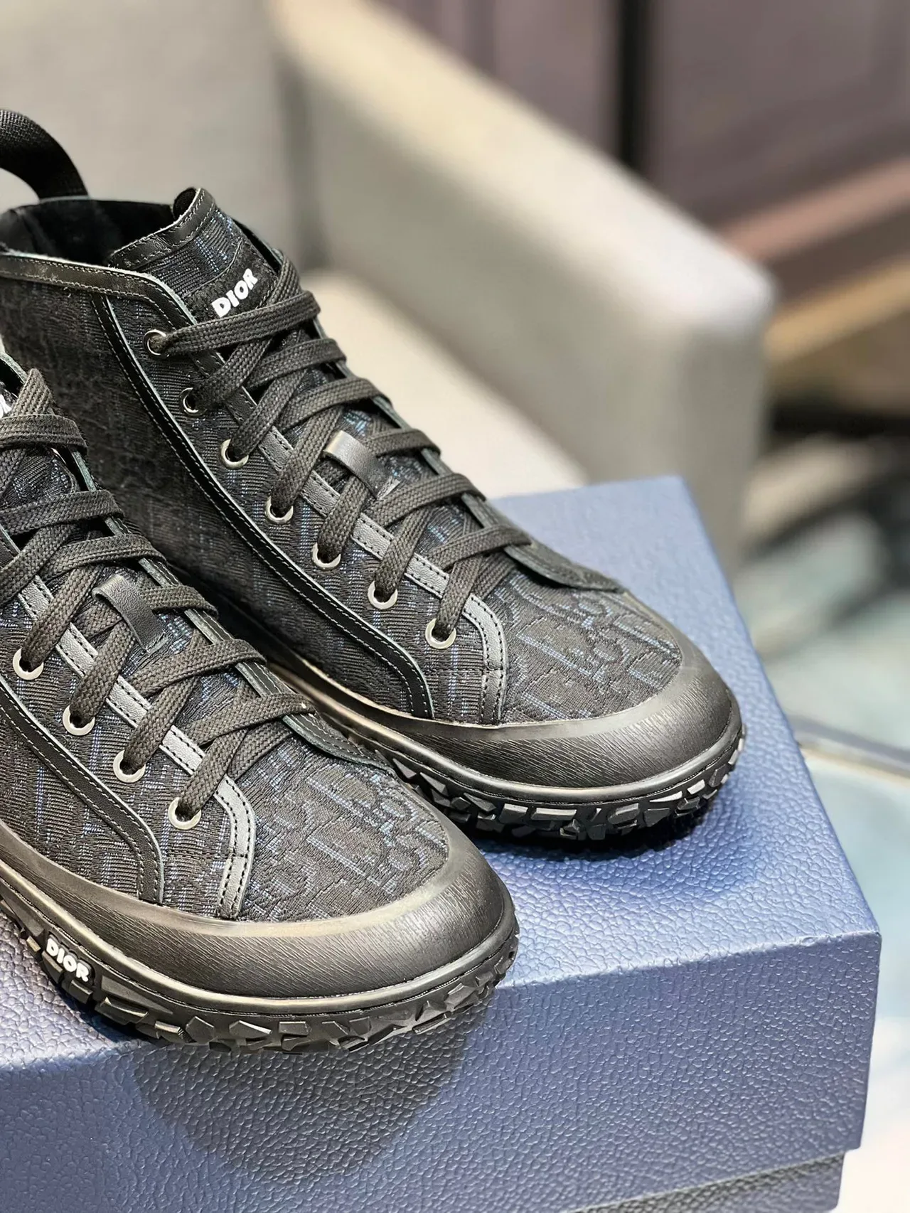 Dior B23 Monogram Black High-Top Lifestyle Sneakers 9