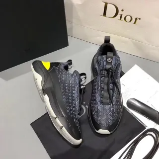 Dior B23 Oblique Monogram Black White Yellow Lifestyle Sneakers