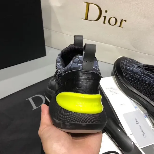 Dior B23 Oblique Monogram Black White Yellow Lifestyle Sneakers 4