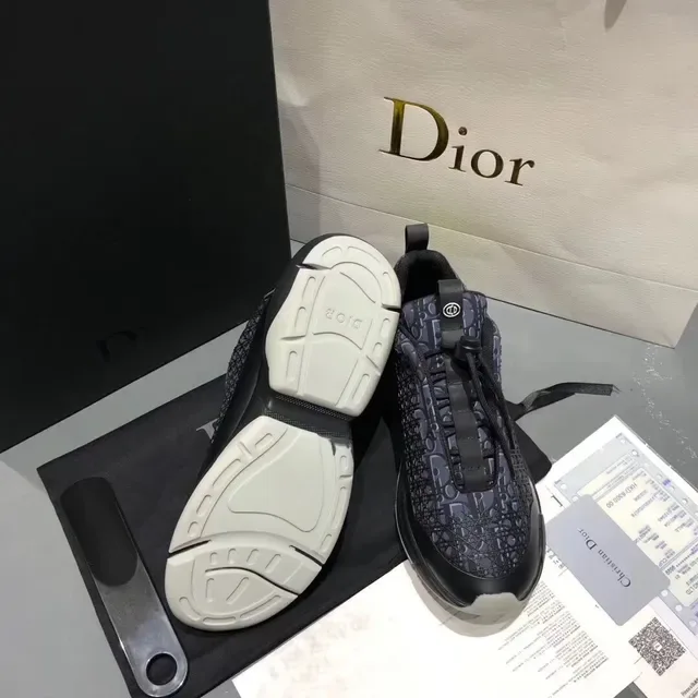 Dior B23 Oblique Monogram Black White Yellow Lifestyle Sneakers 5