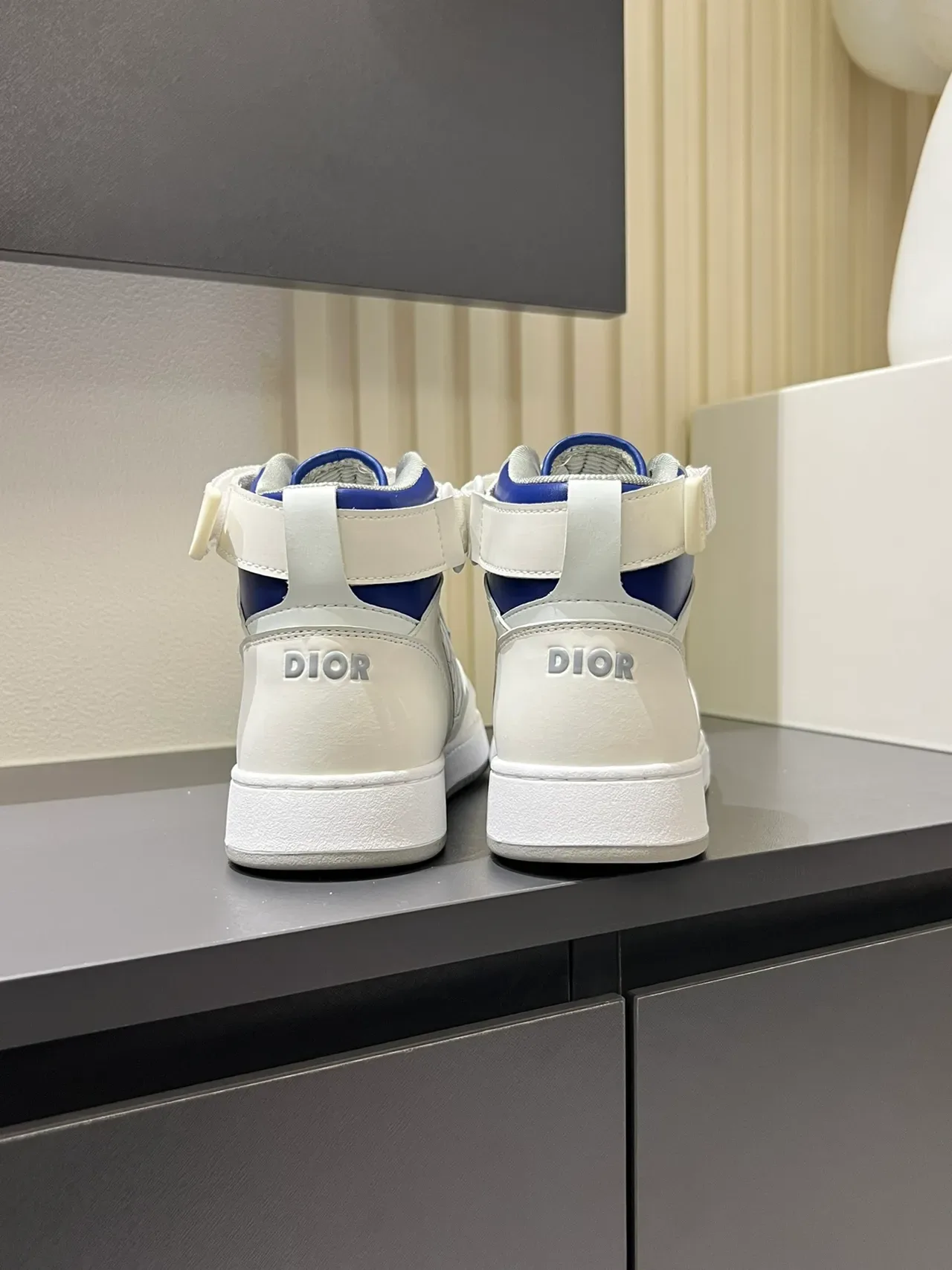 Dior B23 White and Blue Monogram High-Top Lifestyle Sneakers 2