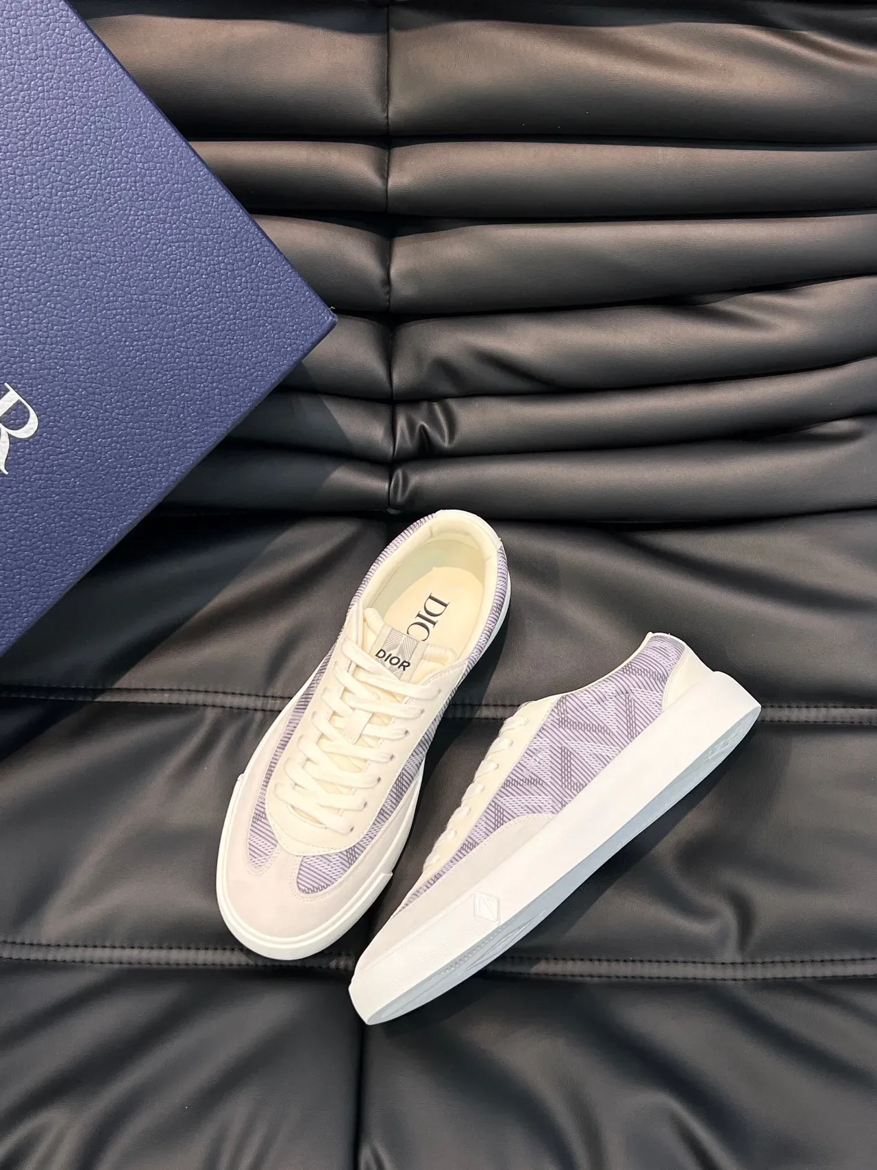 Dior B23 White and Lavender Striped Lifestyle Sneakers 2