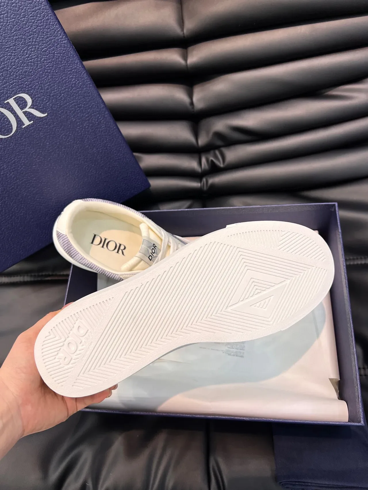 Dior B23 White and Lavender Striped Lifestyle Sneakers 7