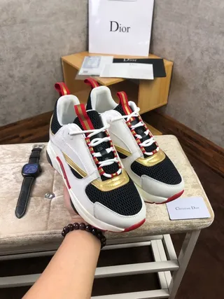 Dior B23 White Black Red Gold Chunky Sneakers 3