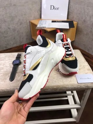 Dior B23 White Black Red Gold Chunky Sneakers 5