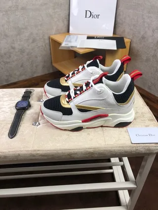 Dior B23 White Black Red Gold Chunky Sneakers 6