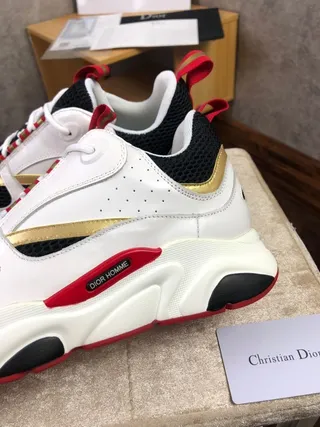 Dior B23 White Black Red Gold Chunky Sneakers 7